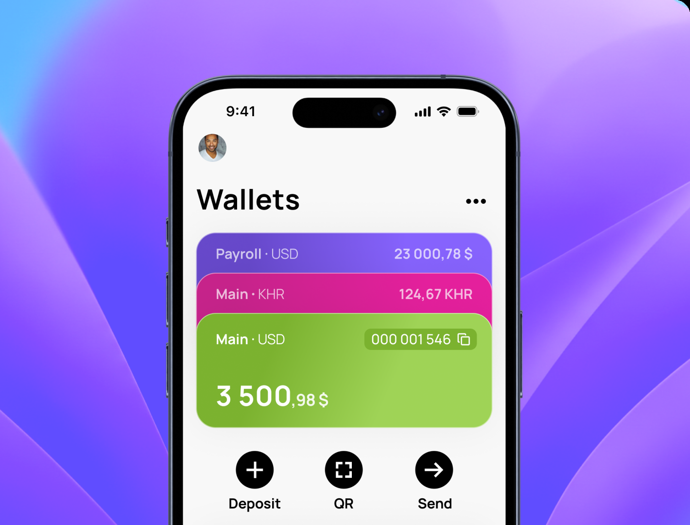 E-wallet app — Wallets screen